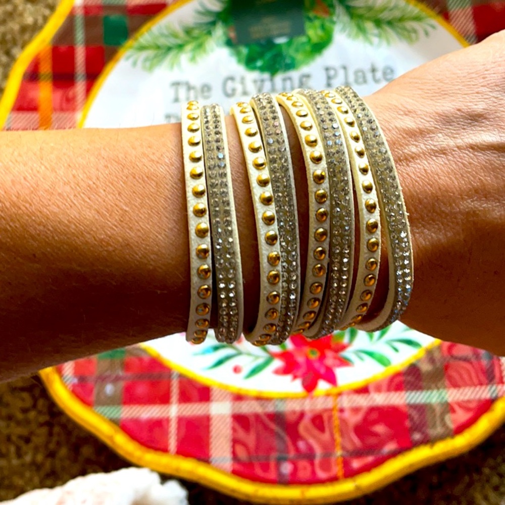 Leather with Crystals Bracelet